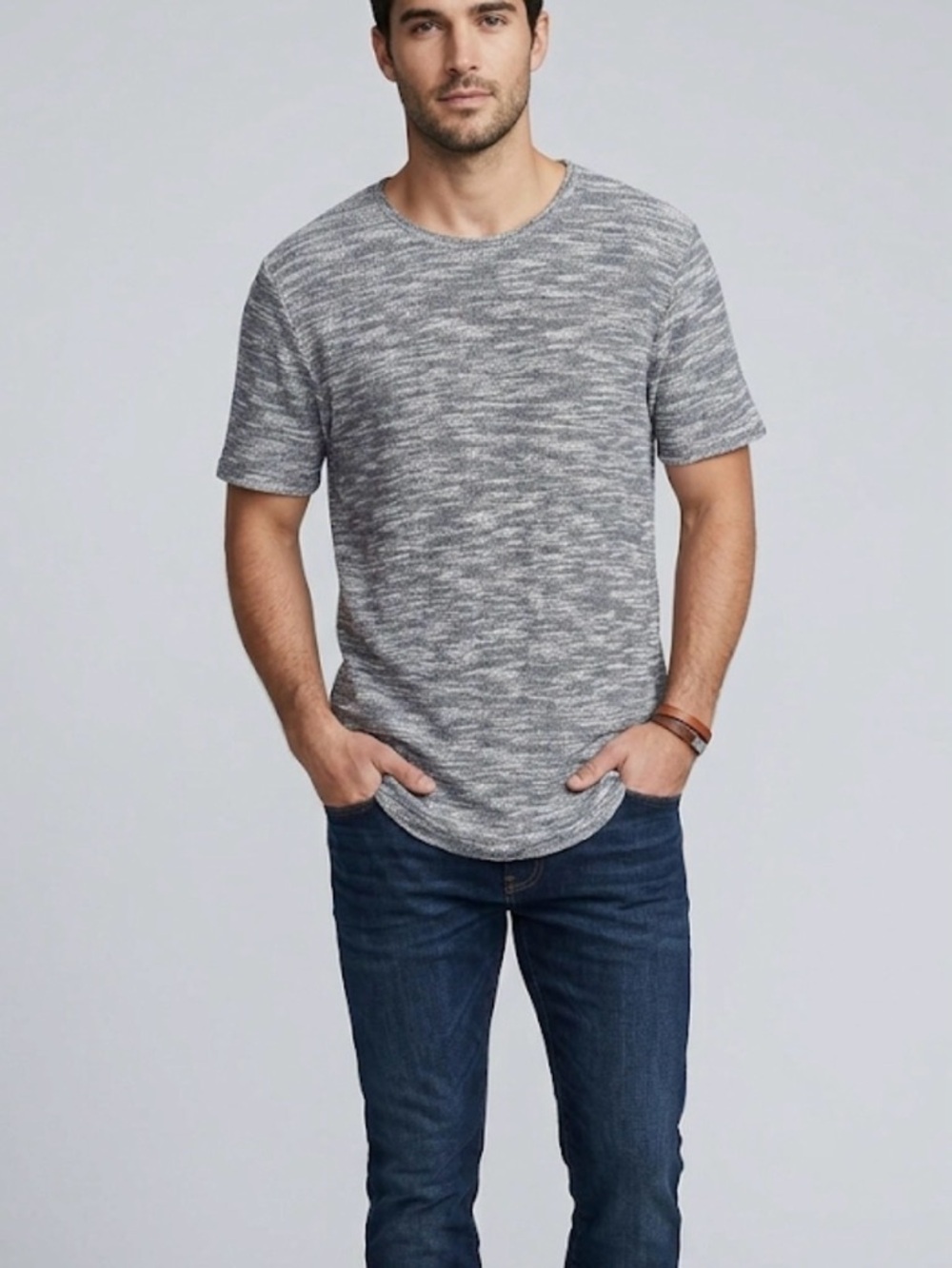Carbon Men's Space Dye Knit Curved Hem Shirt - XL
